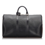 Louis Vuitton Vintage - Epi Keepall 55 Bag - Nera - Borsa in Pelle Epi e Pelle - Alta Qualità Luxury