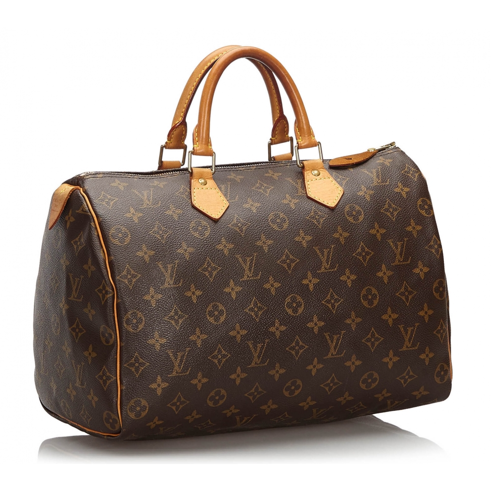Louis Vuitton Vintage - Monogram Speedy 35 Bag - Brown - Leather ...