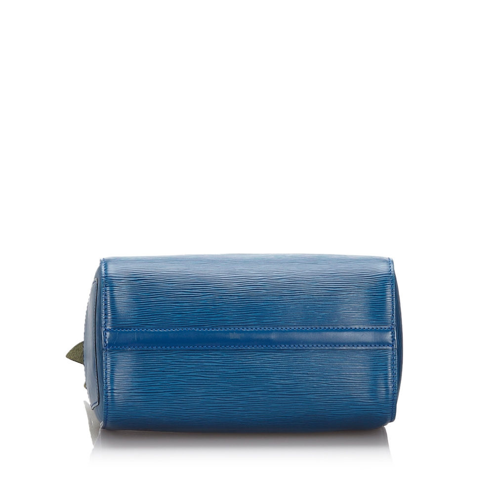 Speedy leather handbag Louis Vuitton Blue in Leather - 35923576
