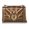 Dolce & Gabbana Vintage - Metallic Leather Devotion Crossbody Bag - Gold - Leather Handbag - Luxury High Quality