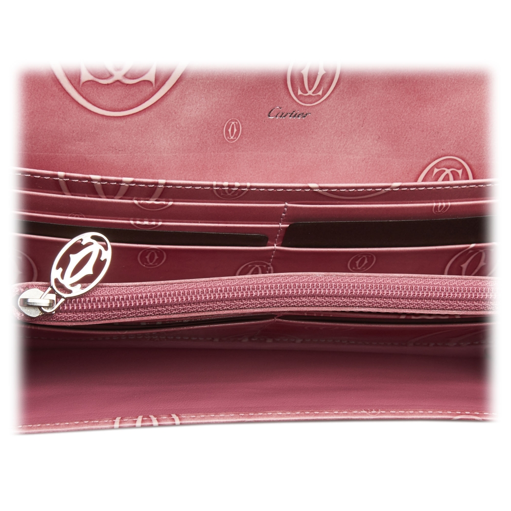 Cartier Vintage - Patent Leather Happy Birthday Long Wallet - Pink - Patent Leather Wallet ...