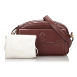 Cartier Vintage - Leather Must De Cartier Crossbody Bag - Bordeau - Borsa in Pelle - Alta Qualità Luxury