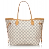 Louis Vuitton Vintage - Damier Azur Neverfull MM Bag - White Ivory Blue - Damier Leather Handbag - Luxury High Quality