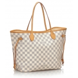 Louis Vuitton Vintage - Damier Azur Neverfull MM Bag - White Ivory Blue - Damier Leather Handbag - Luxury High Quality
