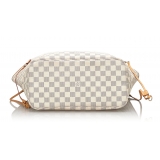 Louis Vuitton Vintage - Damier Azur Neverfull MM Bag - White Ivory Blue - Damier Leather Handbag - Luxury High Quality