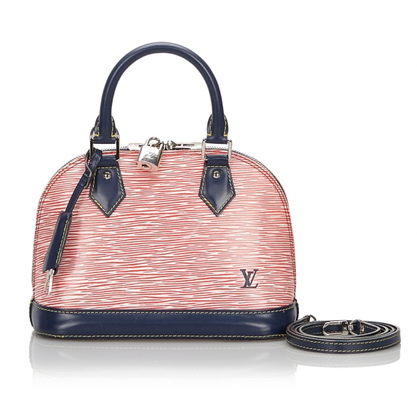 Louis Vuitton Vintage - Epi Denim Alma BB Bag - Rossa Blu - Borsa in Pelle Epi e Pelle - Alta Qualità Luxury
