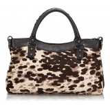 Balenciaga Vintage - Motocross Pony Hair Classic City Bag - Marrone - Borsa in Pony Hair e Pelle - Alta Qualità Luxury