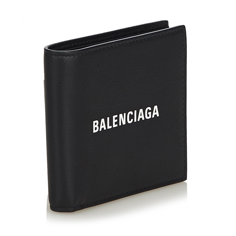 Balenciaga Black Leather Grid Square Wallet Balenciaga | The Luxury Closet