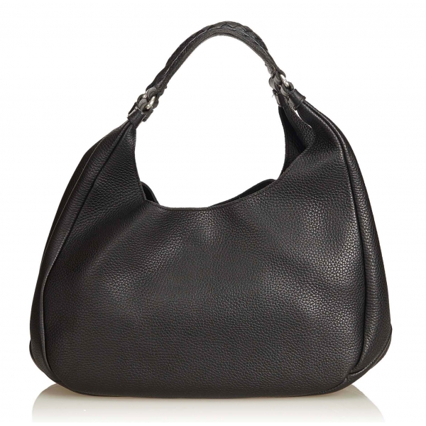 Bottega Veneta Vintage - Leather Hobo Bag - Black - Leather
