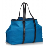 Bottega Veneta Vintage - Canvas Weekender Bag - Blue - Leather Handbag - Luxury High Quality