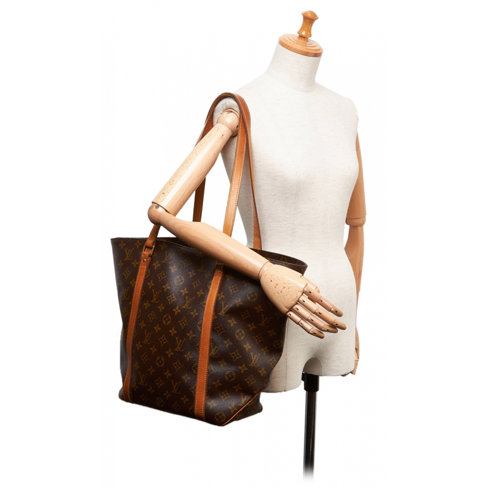 Louis Vuitton Vintage - Monogram Sac Shopping 48 Bag - Marrone - Borsa in Pelle - Alta Qualità ...
