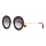 Gucci - Occhiali da Sole Rotondi in Acetato - Nero Oro - L'Aveugle Par Amour - Gucci Eyewear