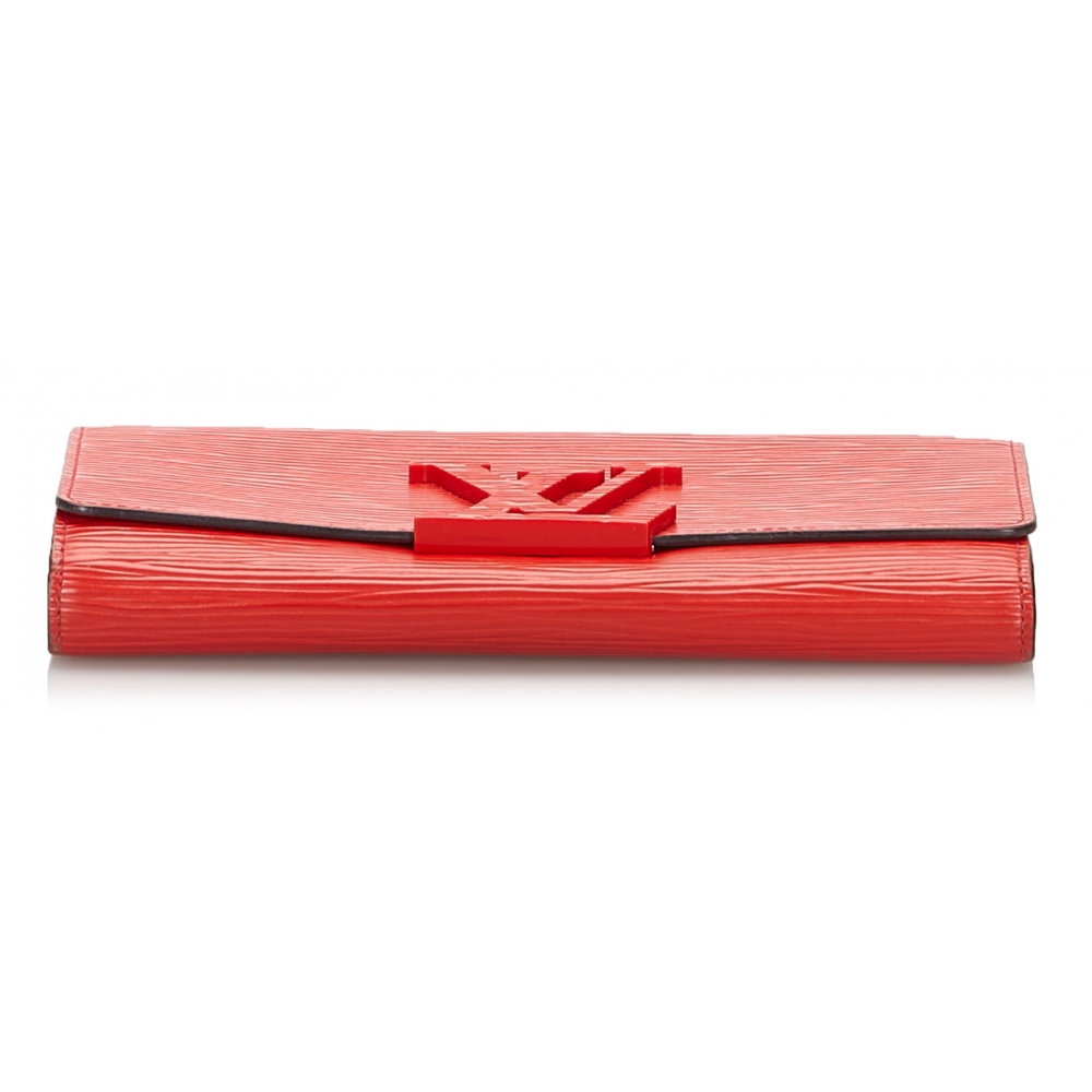 Portafogli Louis Vuitton Sarah in pelle Epi rossa e pelle taiga rossa