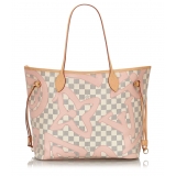 Louis Vuitton Vintage - Damier Azur Tahitienne Neverfull MM Bag - White - Leather Handbag - Luxury High Quality