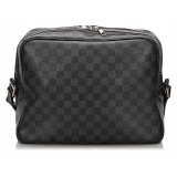 Louis Vuitton Vintage - Damier Graphite Sac Leoh Bag - Black Gray - Damier Canvas and Leather Handbag - Luxury High Quality