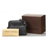Louis Vuitton Vintage - Damier Graphite Sac Leoh Bag - Nero Grigio - Borsa in Tela Damier e Pelle - Alta Qualità Luxury