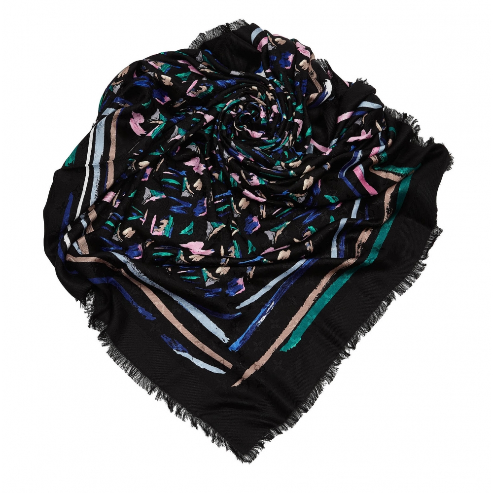 Shop Louis Vuitton 2023 SS Dots Wool Silk Logo Knit & Fur Scarves