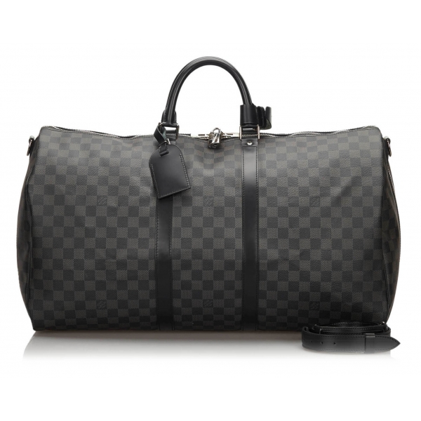 Louis Vuitton Vintage - Damier Graphite Keepall Bandouliere 55 Bag - Nero Grigio - Borsa in ...