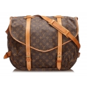 Louis Vuitton Vintage - Monogram Saumur 43 Bag - Marrone - Borsa in Tela Monogramma e Pelle Vachetta - Alta Qualità Luxury