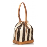 Louis Vuitton Vintage - Monogram Rayures Noe Bag - Brown White - Canvas and Vachetta Leather Handbag - Luxury High Quality