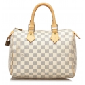 Louis Vuitton Vintage - Damier Azur Speedy 25 Bag - Bianco - Borsa in Tela Damier e Pelle Vachetta - Alta Qualità Luxury