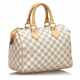 Louis Vuitton Vintage - Damier Azur Speedy 25 Bag - Bianco - Borsa in Tela Damier e Pelle Vachetta - Alta Qualità Luxury