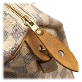 Louis Vuitton Vintage - Damier Azur Speedy 25 Bag - White - Damier Canvas and Vachetta Leather Handbag - Luxury High Quality