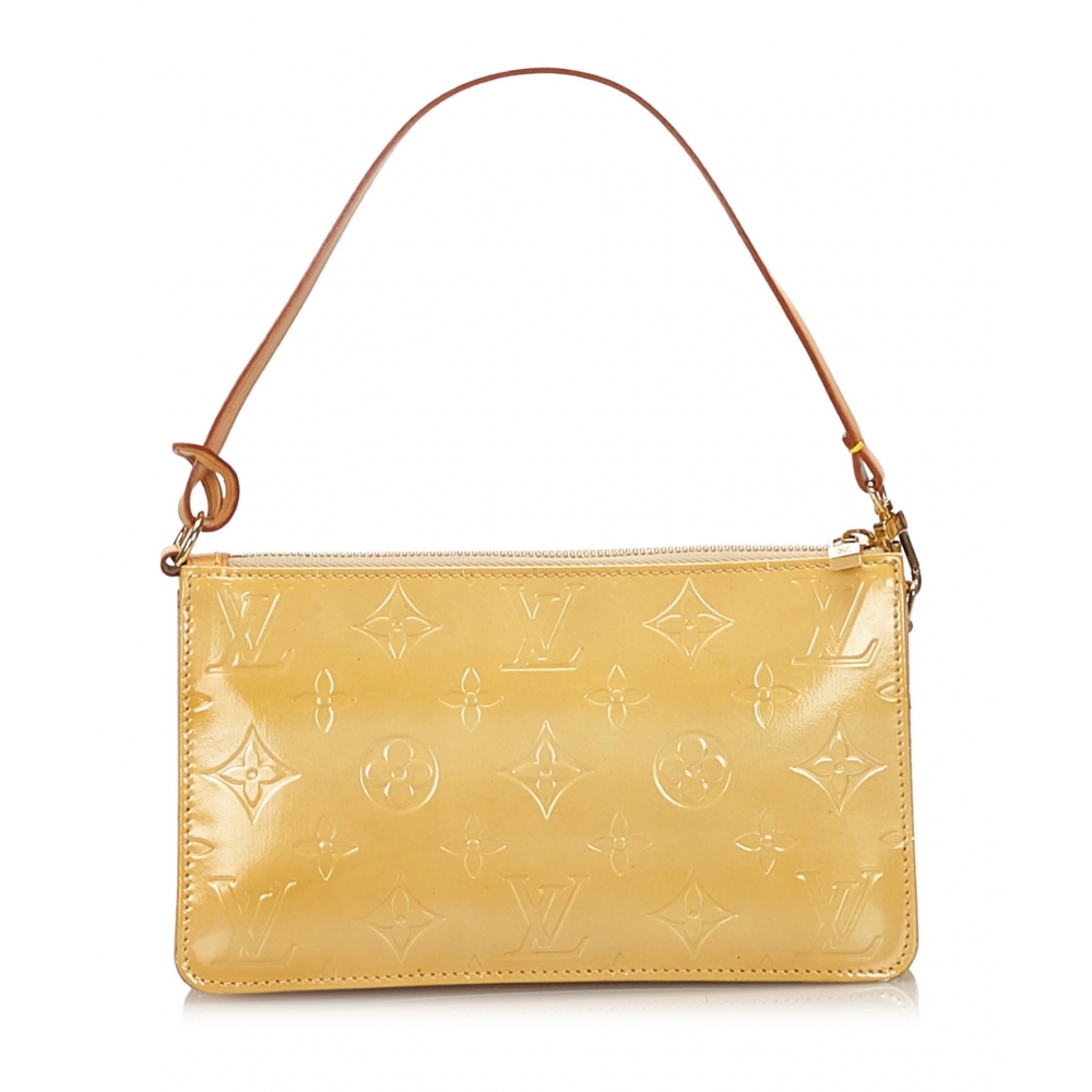 Louis+Vuitton+Lexington+Pouch+Yellow+Leather+Monogram+Vernis for sale  online