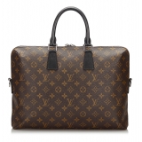 Louis Vuitton Vintage - Monogram Macassar Porte-Documents Jour Bag - Marrone - Borsa in Tela e Pelle - Alta Qualità Luxury