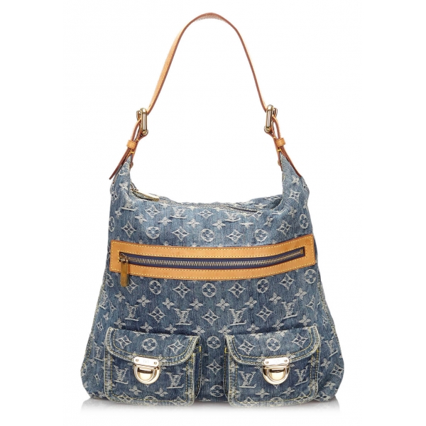 Louis Vuitton Vintage - Monogram Denim Baggy GM Bag - Blue - Denim and Vachetta Leather Handbag - Luxury High Quality