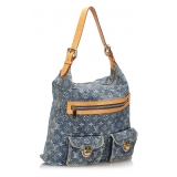 Louis Vuitton Vintage - Monogram Denim Baggy GM Bag - Blue - Denim and Vachetta Leather Handbag - Luxury High Quality