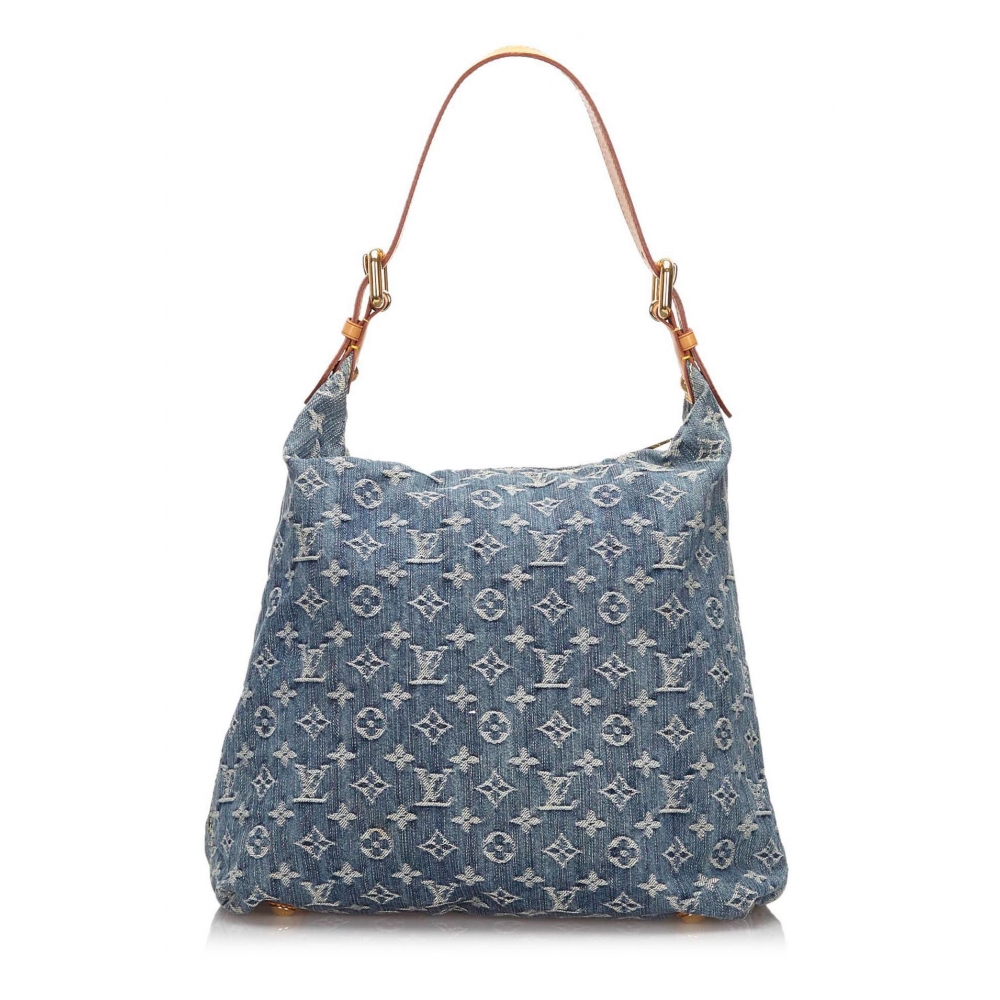Louis Vuitton Vintage - Monogram Denim Baggy GM Bag - Blue - Denim and Vachetta Leather Handbag ...