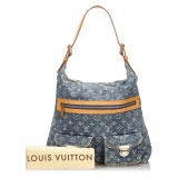 Louis Vuitton Vintage - Monogram Denim Baggy GM Bag - Blue - Denim and Vachetta Leather Handbag - Luxury High Quality