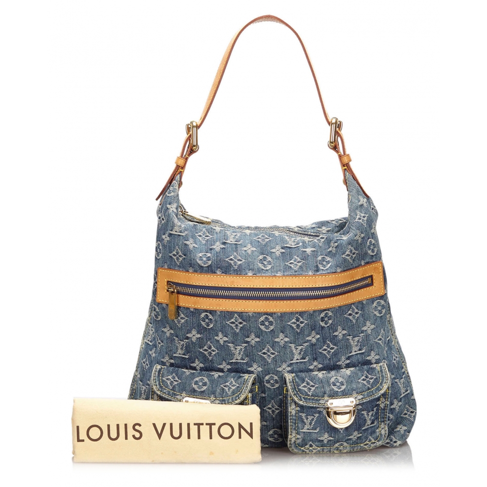 Louis Vuitton Vintage - Monogram Denim Baggy GM Bag - Blu - Borsa in Denim e Pelle Vachetta ...
