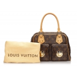 Louis Vuitton Vintage - Monogram Manhattan PM Bag - Marrone - Borsa in Tela Monogramma e Pelle Vachetta - Alta Qualità Luxury