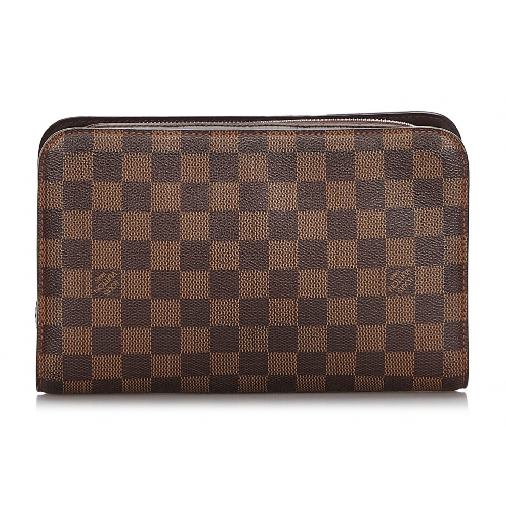 Louis Vuitton Damier Ebene Canvas And Brown Leather Lace Up High