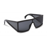 Moschino - Rectangular Sunglasses with Micro Studs - Black - Moschino Eyewear