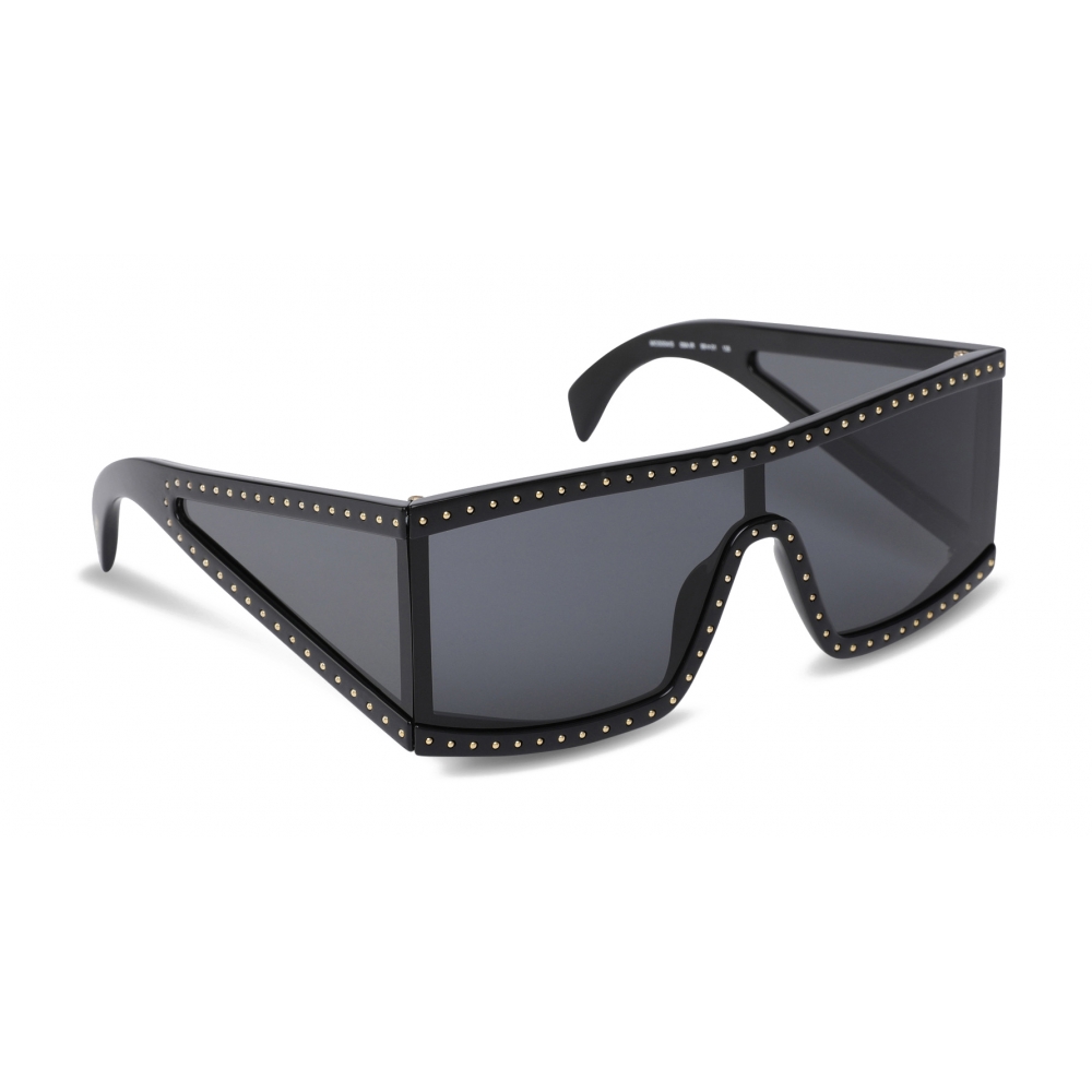 Moschino - Rectangular Sunglasses with Micro Studs and Black Lenses ...