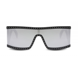 Moschino - Rectangular Sunglasses with Silver Mirrored Lenses - Black - Moschino Eyewear