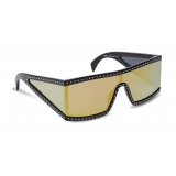 Moschino - Rectangular Sunglasses with Gold Mirrored Lenses - Black - Moschino Eyewear