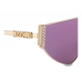 Moschino - Mascherina da Sole Flat-Top Bijou Chain - Viola - Moschino Eyewear