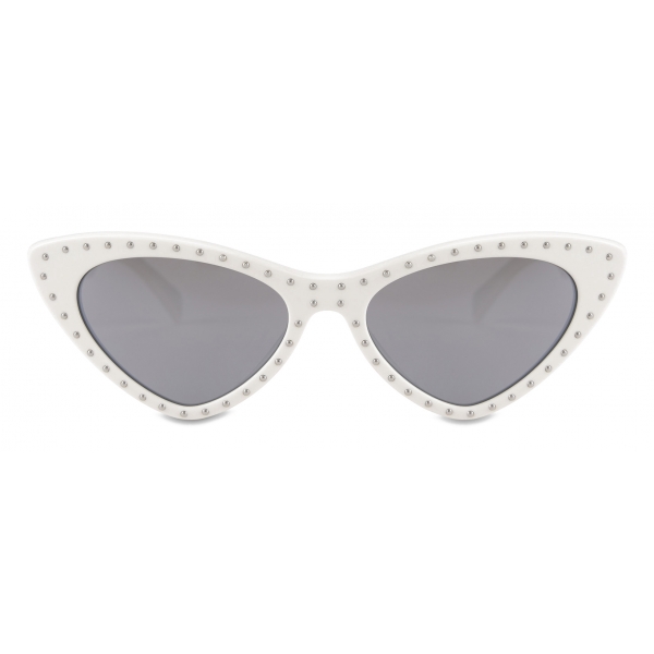 Moschino - Cat Eye Sunglasses with Micro Studs - White - Moschino Eyewear