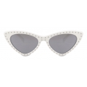Moschino - Cat Eye Sunglasses with Micro Studs - White - Moschino Eyewear