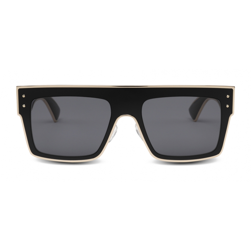Square Sunglasses with Gold Profiles 