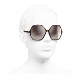 Chanel - Occhiali Rotondi da Sole - Tartaruga Beige Specchiato - Chanel Eyewear