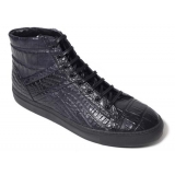 Vittorio Martire - Danielone C. - Blue - Sport Collection - Crocodile - Italian Handmade Shoes - Luxury Leather