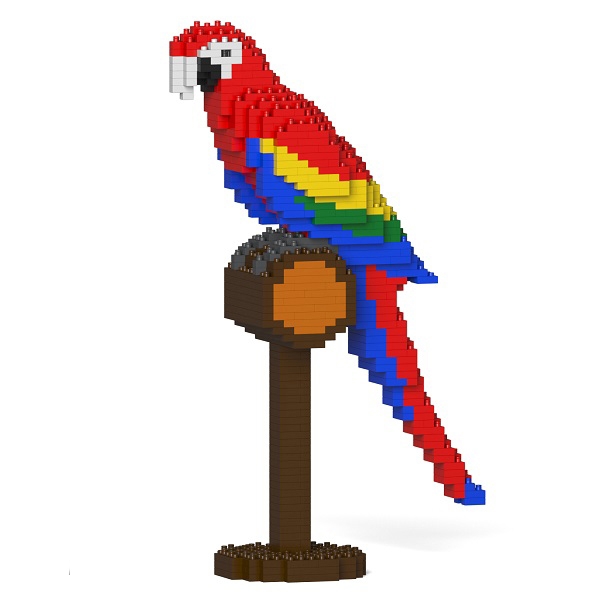 Jekca - Scarlet Macaw - Parrott - Bird - 01S - Lego - Sculpture - Construction - 4D - Brick Animals - Toys