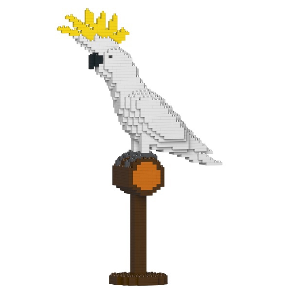 Jekca - Yellow Crested Cockatoo - Parrott - Bird - 01S - Lego - Sculpture - Construction - 4D - Brick Animals - Toys