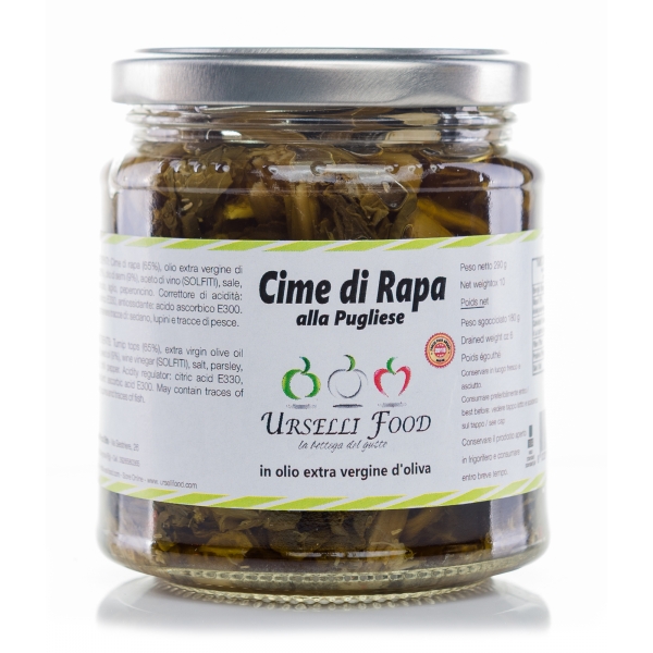 Urselli Food - Cime di Rapa alla Pugliese in Olio Extravergine di Oliva - Olio di Alta Qualità Italiano - Puglia