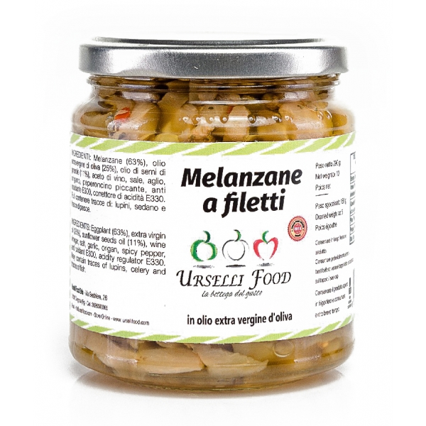 Urselli Food - Melanzane a Filetti in Olio Extravergine di Oliva - Olio di Alta Qualità Italiano - Puglia